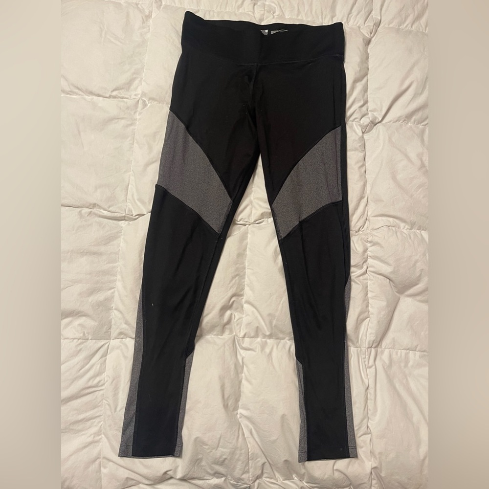 PINK leggings, medium, black and grey, sheer bottom